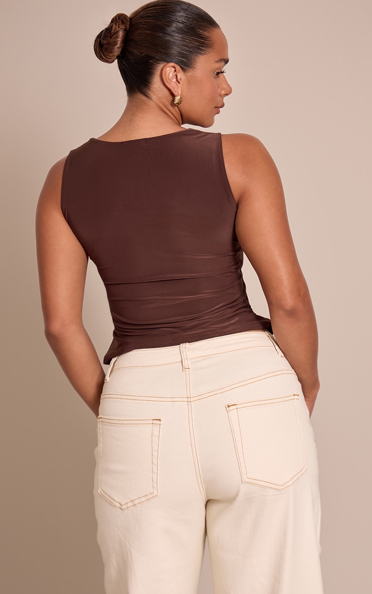Shape Chocolate Slinky Square Neck Top image 2
