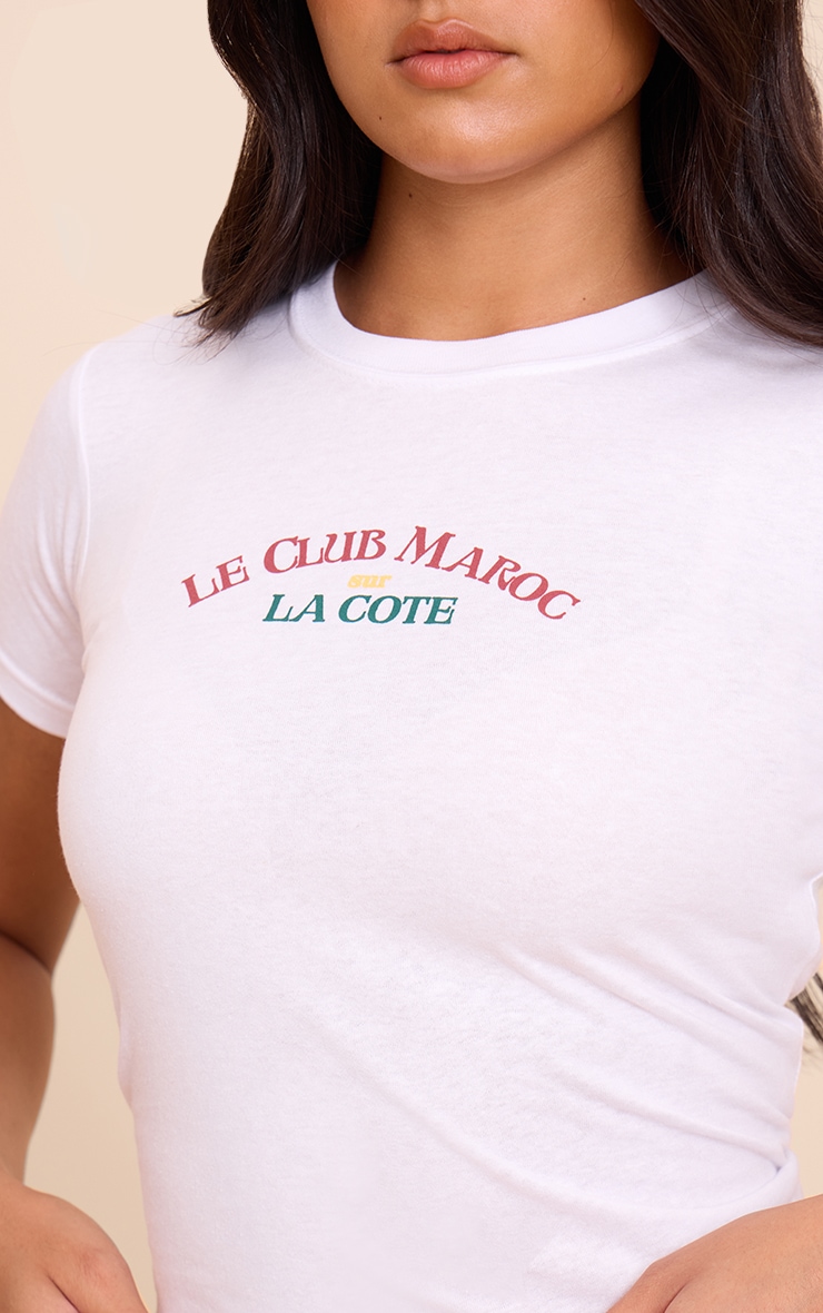 White Le Club Maroc Graphic Cropped Fitted T-shirt image 4