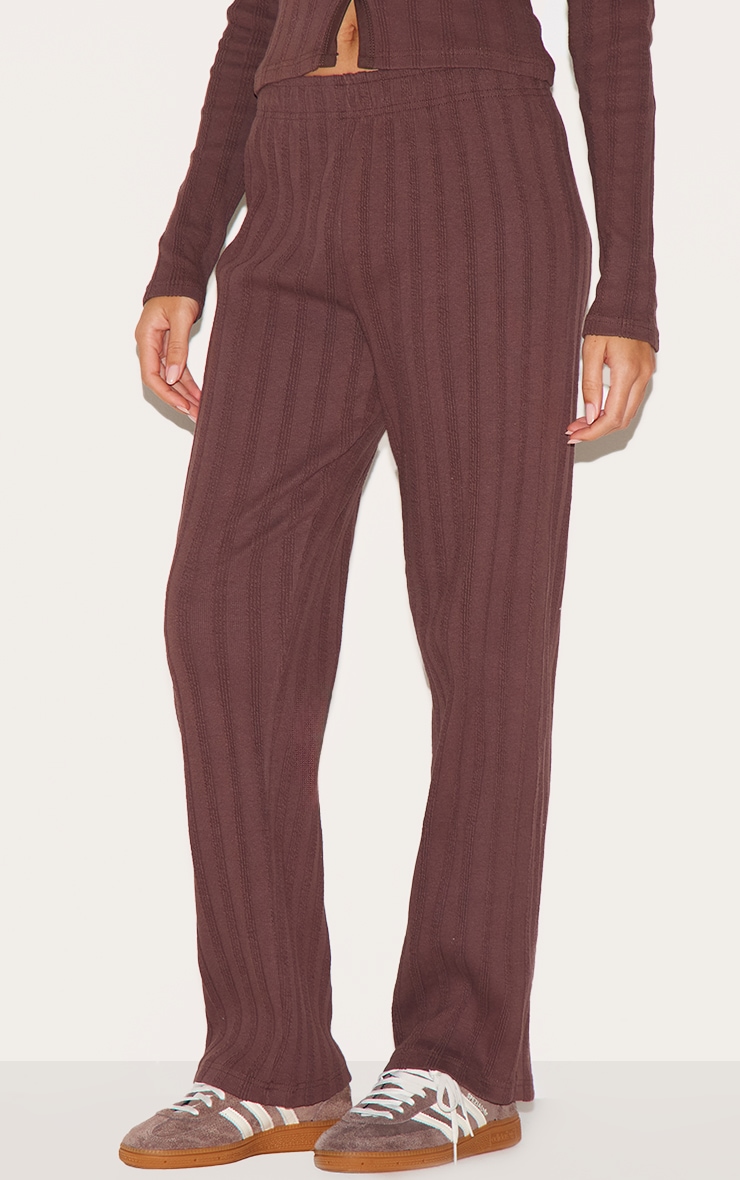 Pantalon droit côtelé marron foncé à taillle mi-haute image 2