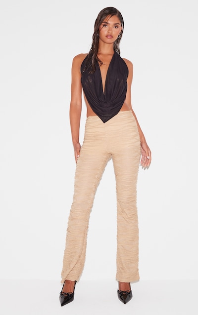 Stone Textured Jersey Straight Leg Pants