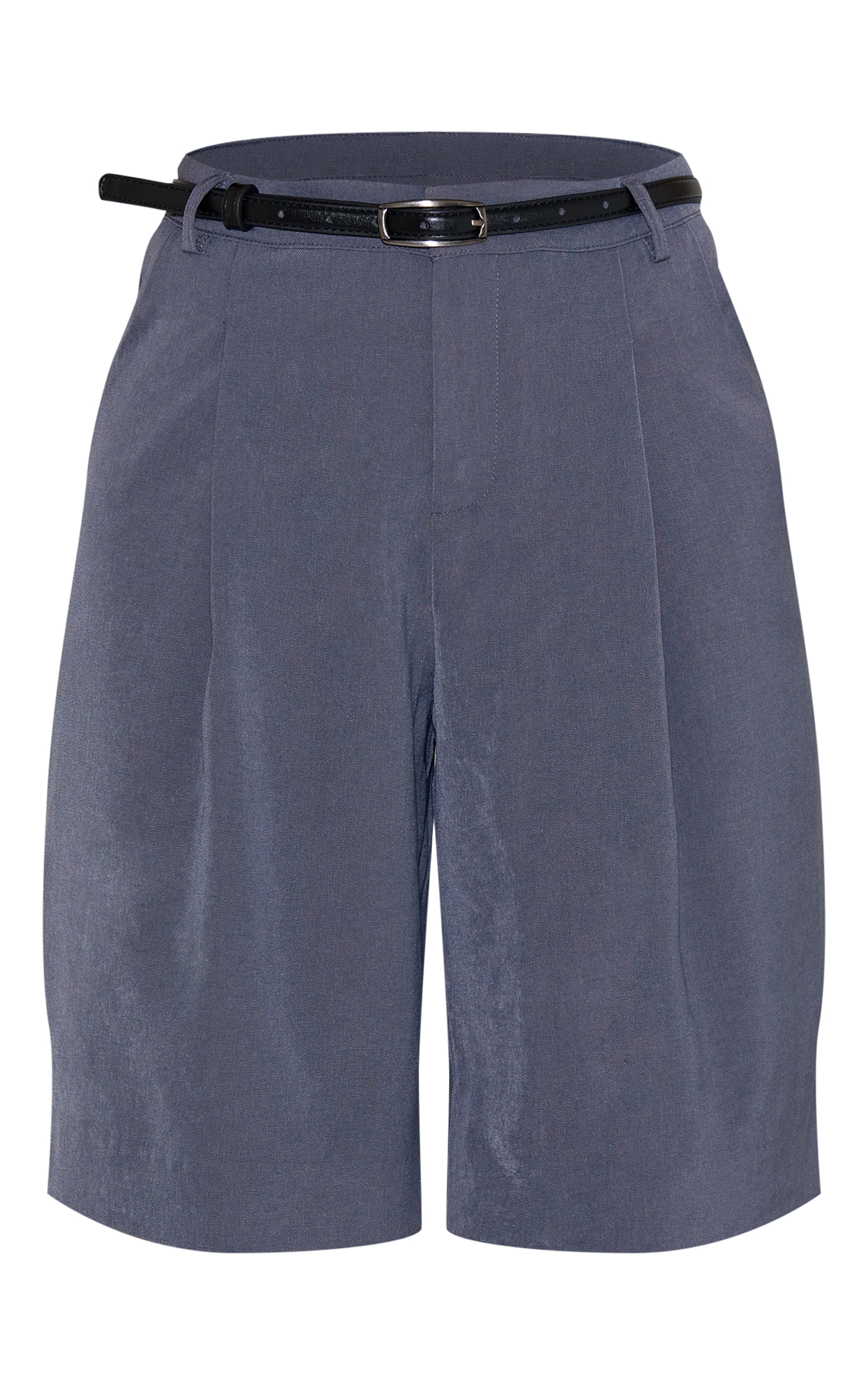 Charcoal Tailored Belted Long Shorts image 6