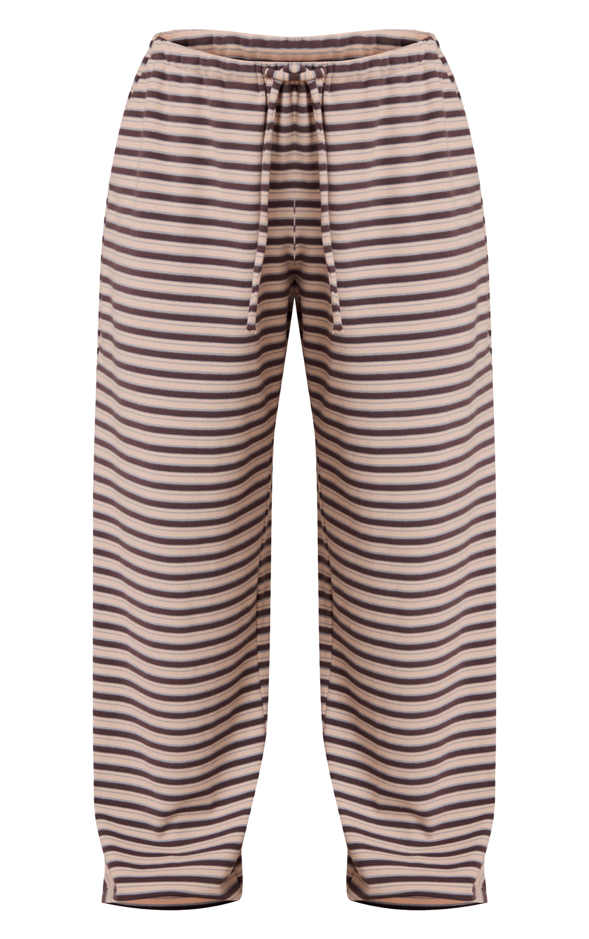 Petite Brown Striped Soft Fleece Straight Leg Sweatpants image 5