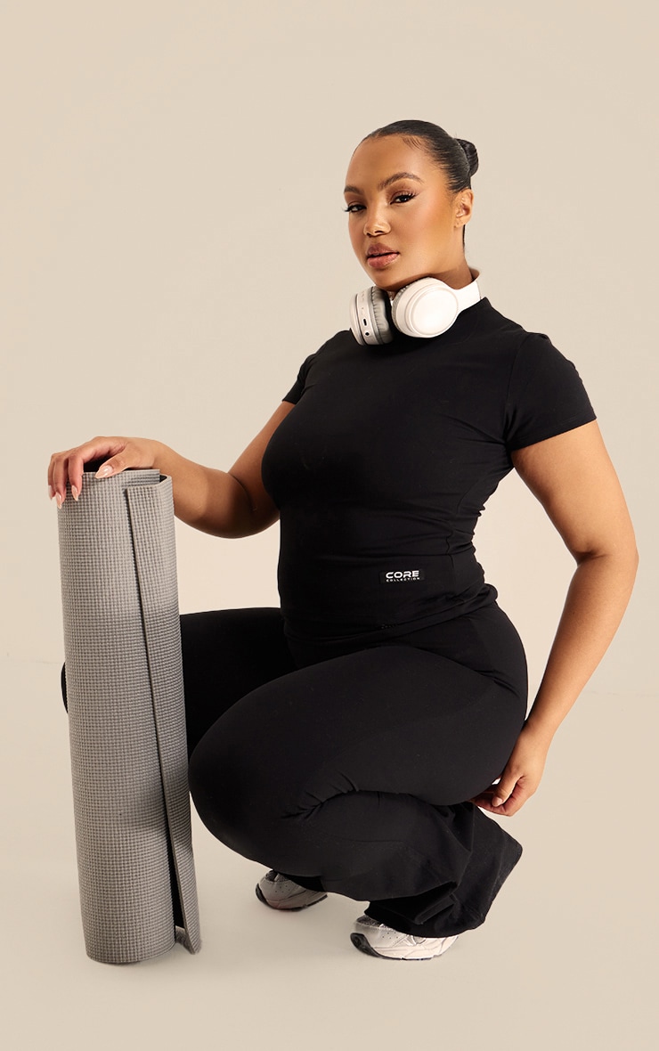 Plus Black Core Collection Tab Snatched Sculpt Longline T-shirt image 1