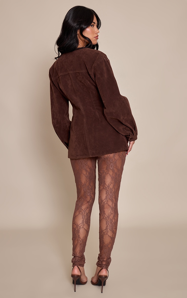 Chocolate Sheer Lace Legging image 3