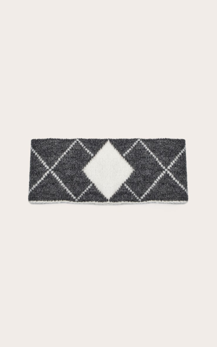Charcoal Argyle Knitted Headband image 2