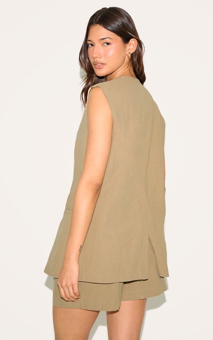 Gilet long vert sauge kaki image 2