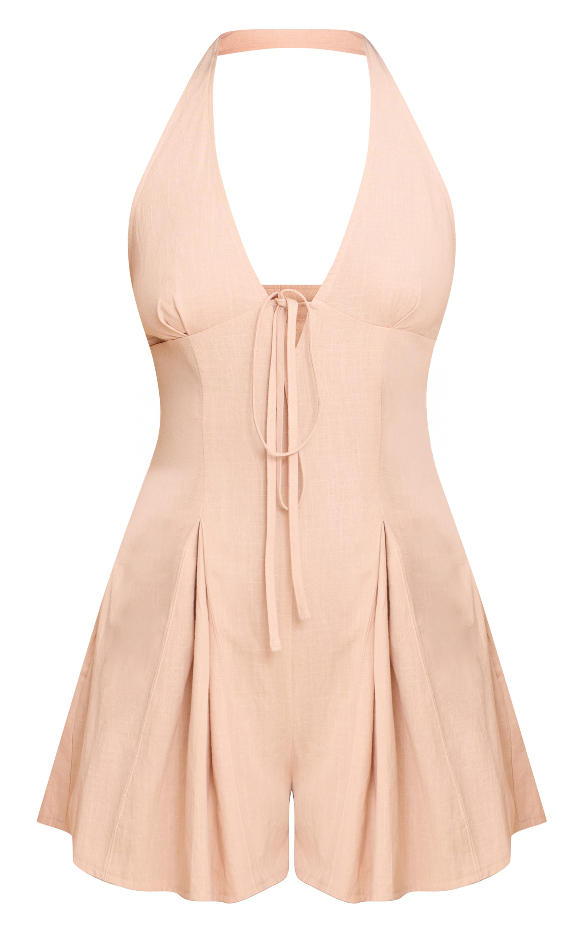  Stone Woven V Neck Tie Detail Playsuit image 5