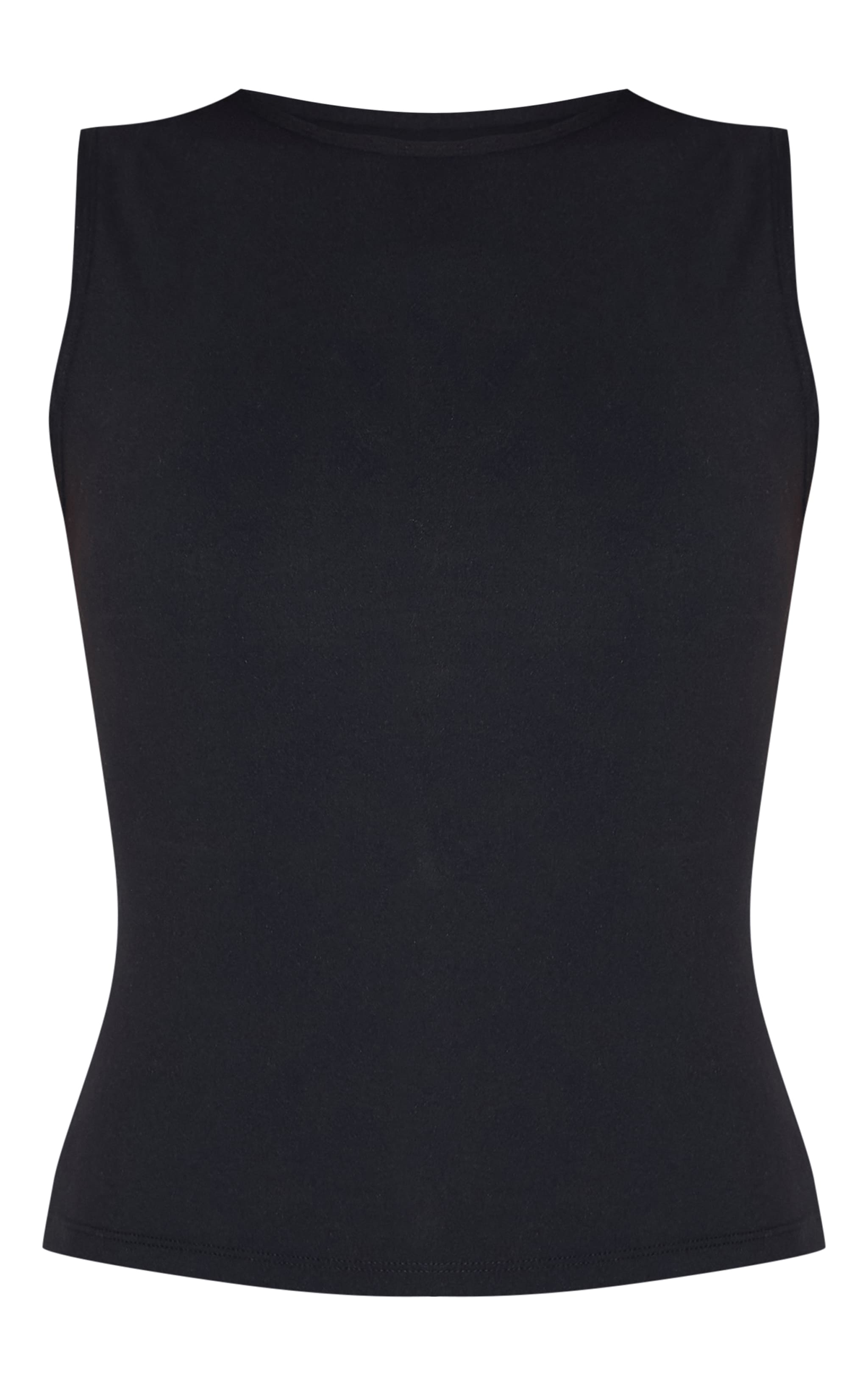 Black Contour Crew Neck Fitted Vest Top image 5