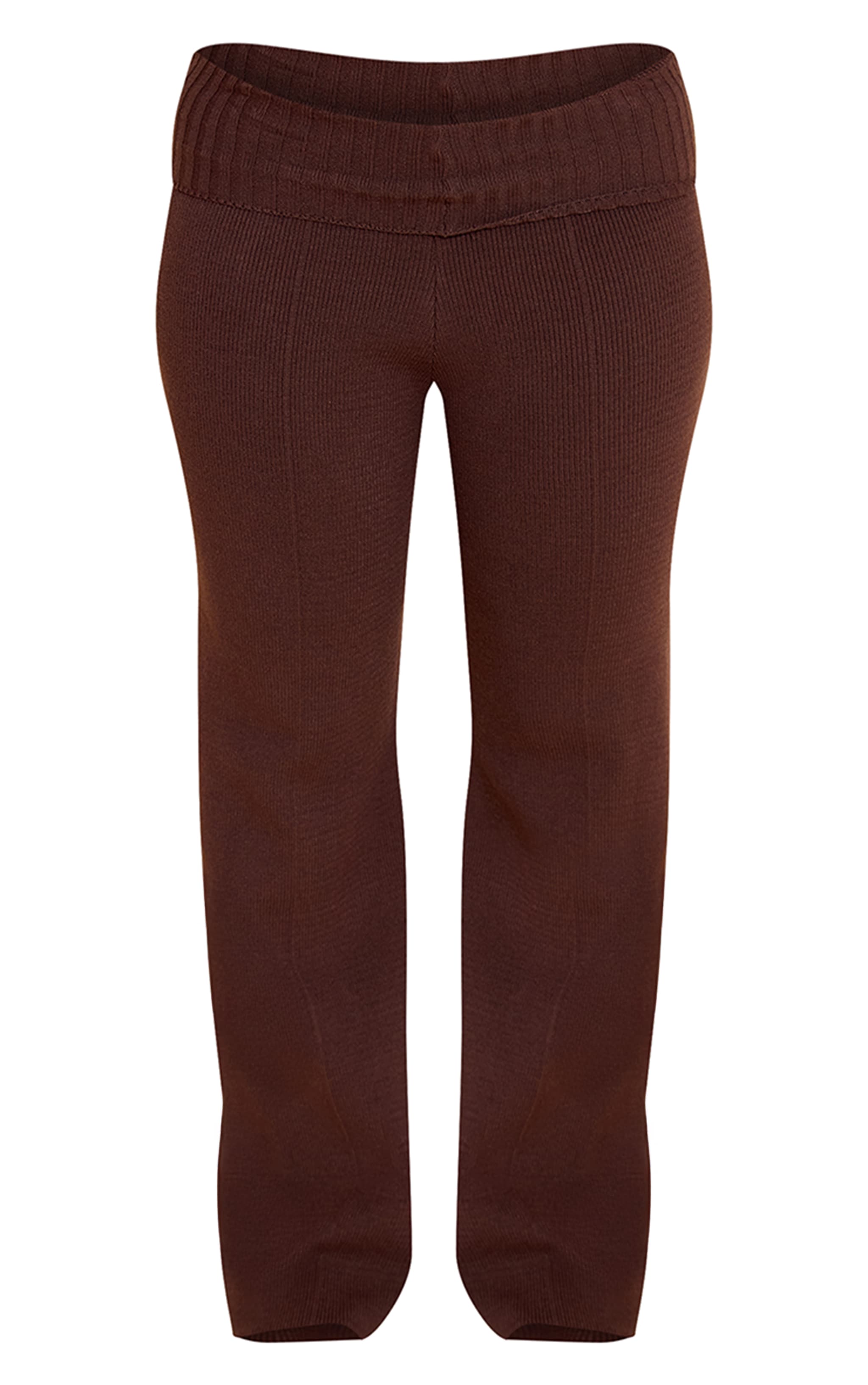 Shape Chocolate Foldover Pintuck Knitted Pants image 5