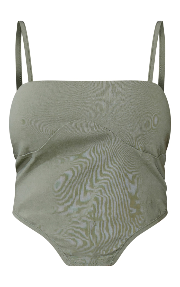 Shape Olive Stretch Woven Underbust Detail Crop Top image 5