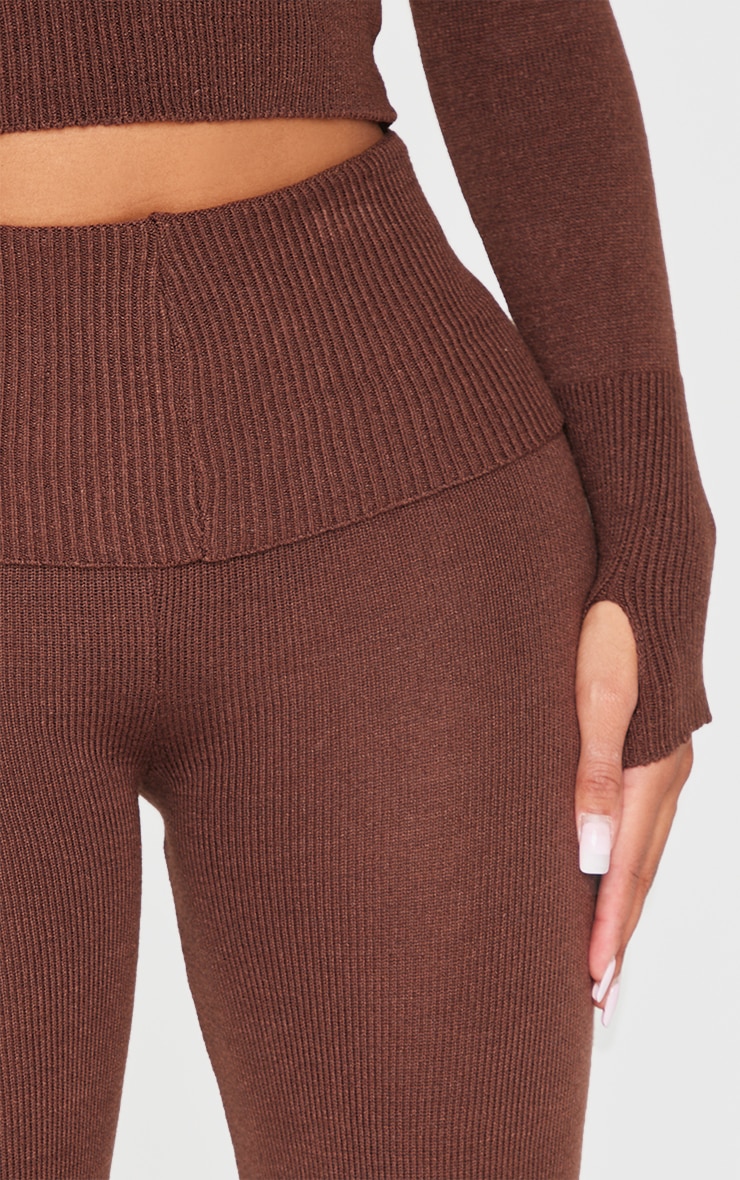 Shape Chocolate Knitted Flare Trousers image 4