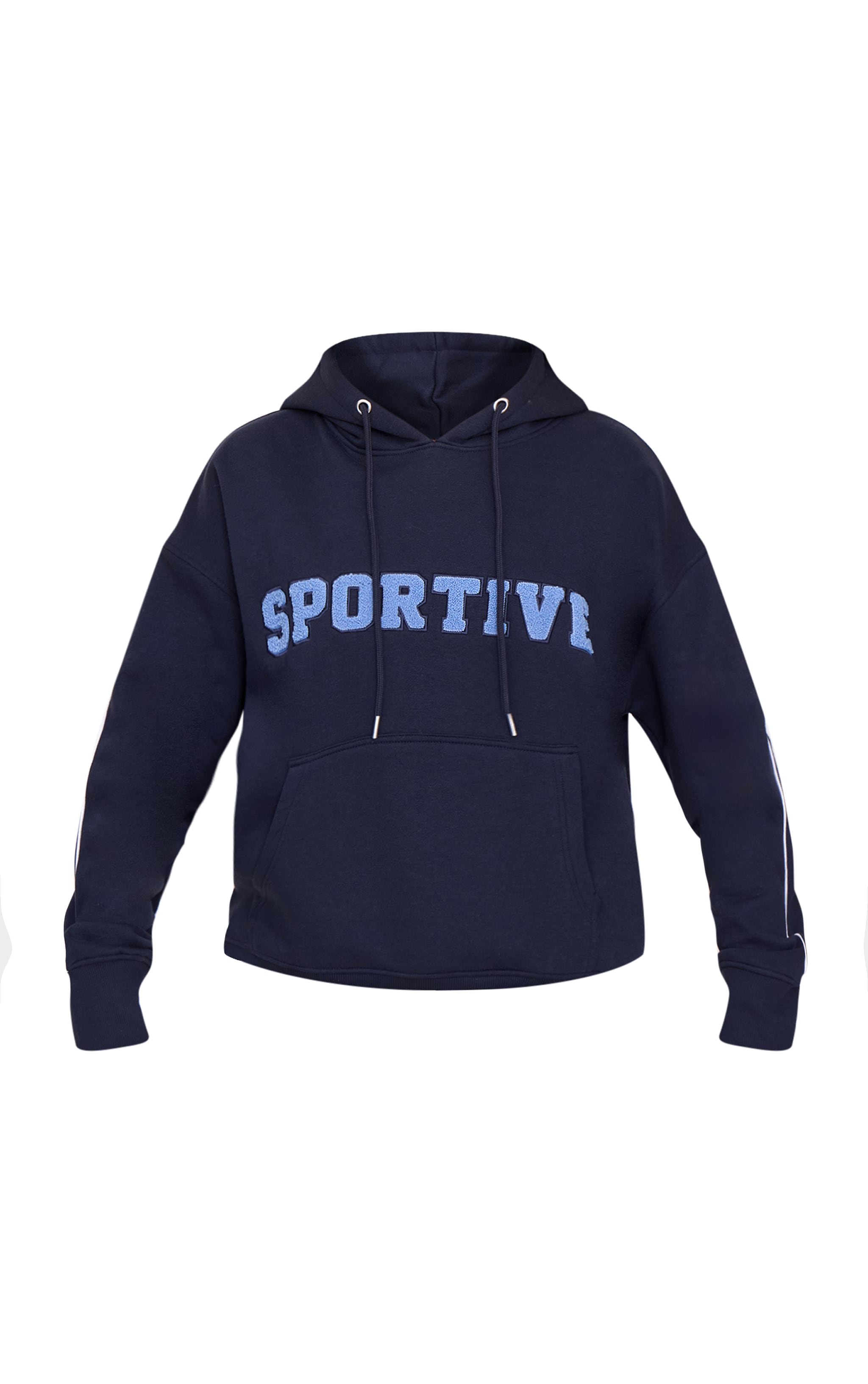 Navy Borg Embroidered Sportive Hoodie image 5