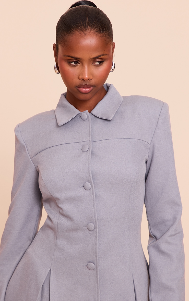 Blue Button Up Pleated Shirt Dress image 4