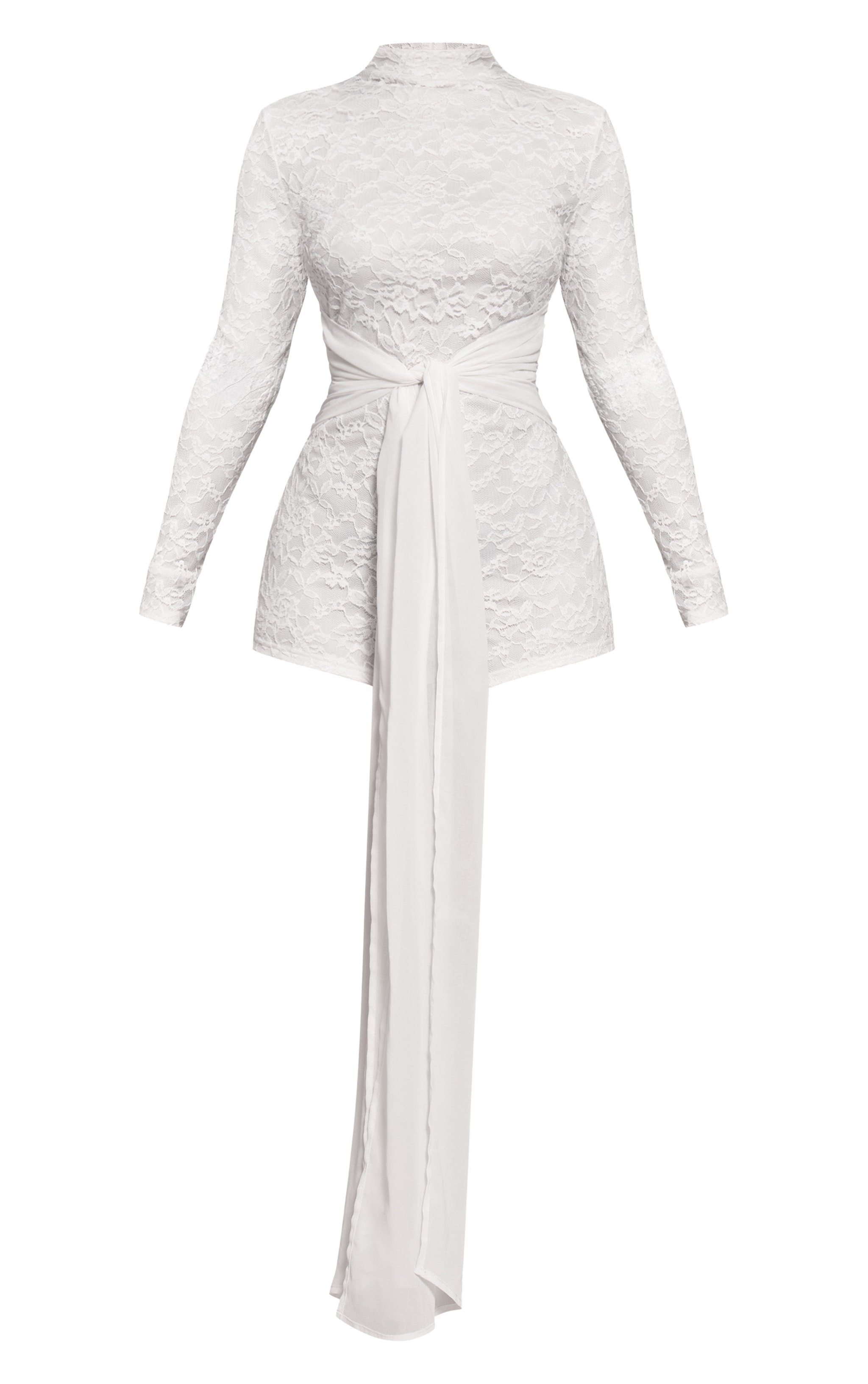 Petite White Lace Fitted Romper With Wrap Around Detail image 5