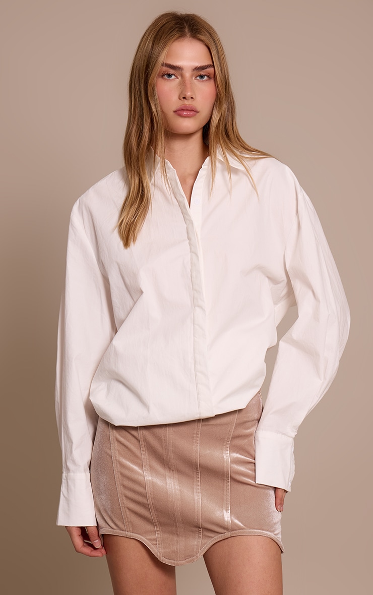 Sand Velvet Dip Hem Mini Skirt image 4