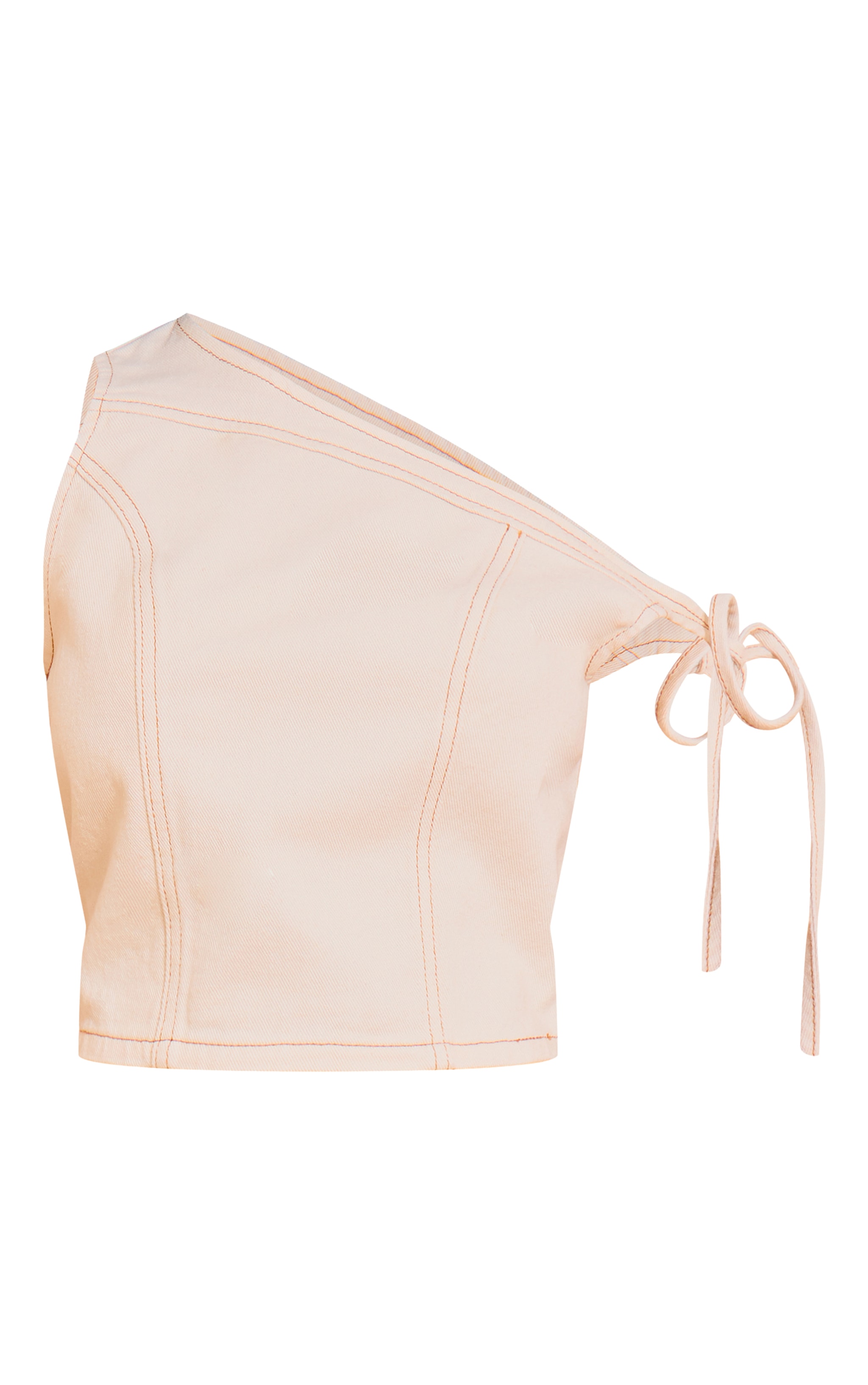 Petite Butter Cream Asymmetric Denim Crop Top image 5