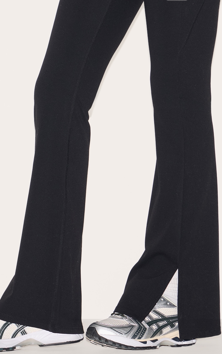 Tall Black Snatched Sculpt Seam Detail Flare Leggings image 4