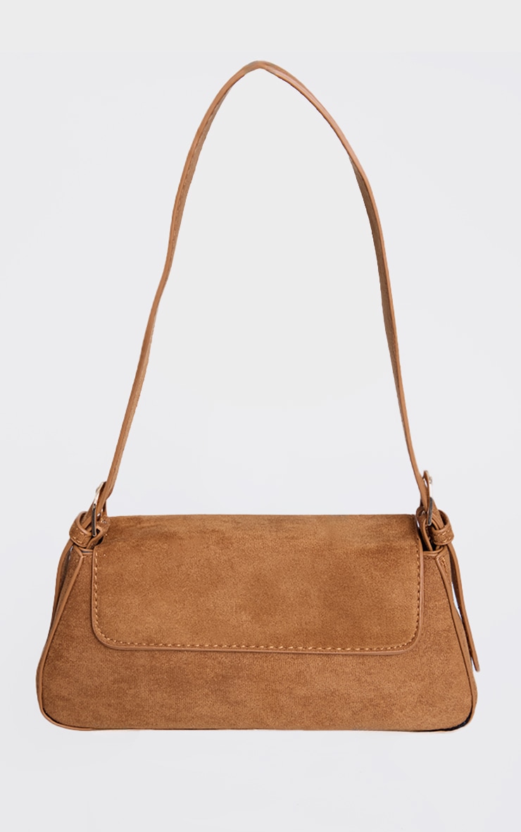 Women s Tan Faux Suede Trapeze Shoulder Bag