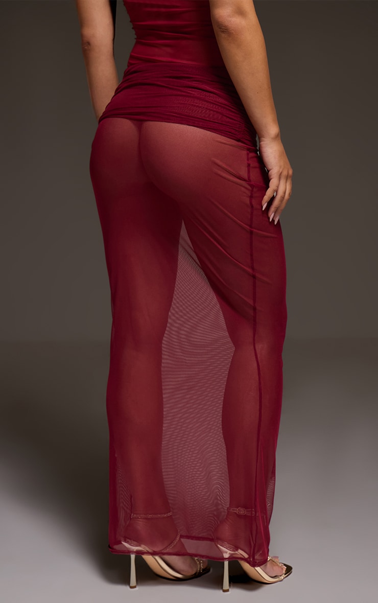 Wine Mesh Extreme Fold Over Maxi Skirt  image 3