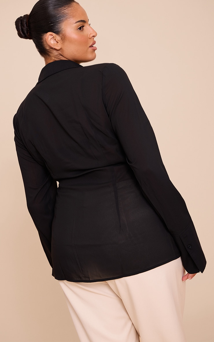 Plus Black Chiffon Fitted Shirt image 2