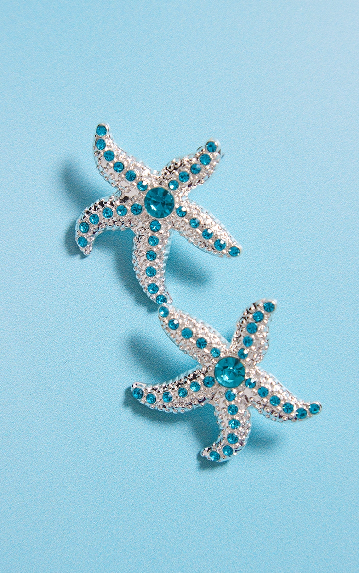 Boucles d'oreilles oversize bleues à étoile de mer image 2