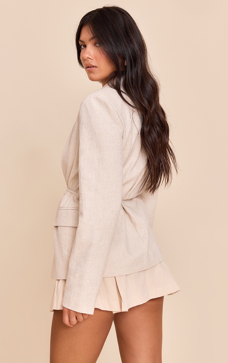 Stone Tie Waist Linen Look Blazer image 2