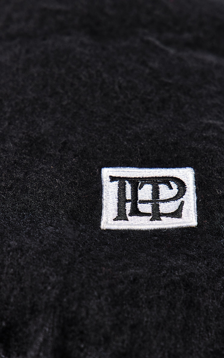 PLT Badge Black Brushed Knit Scarf image 3