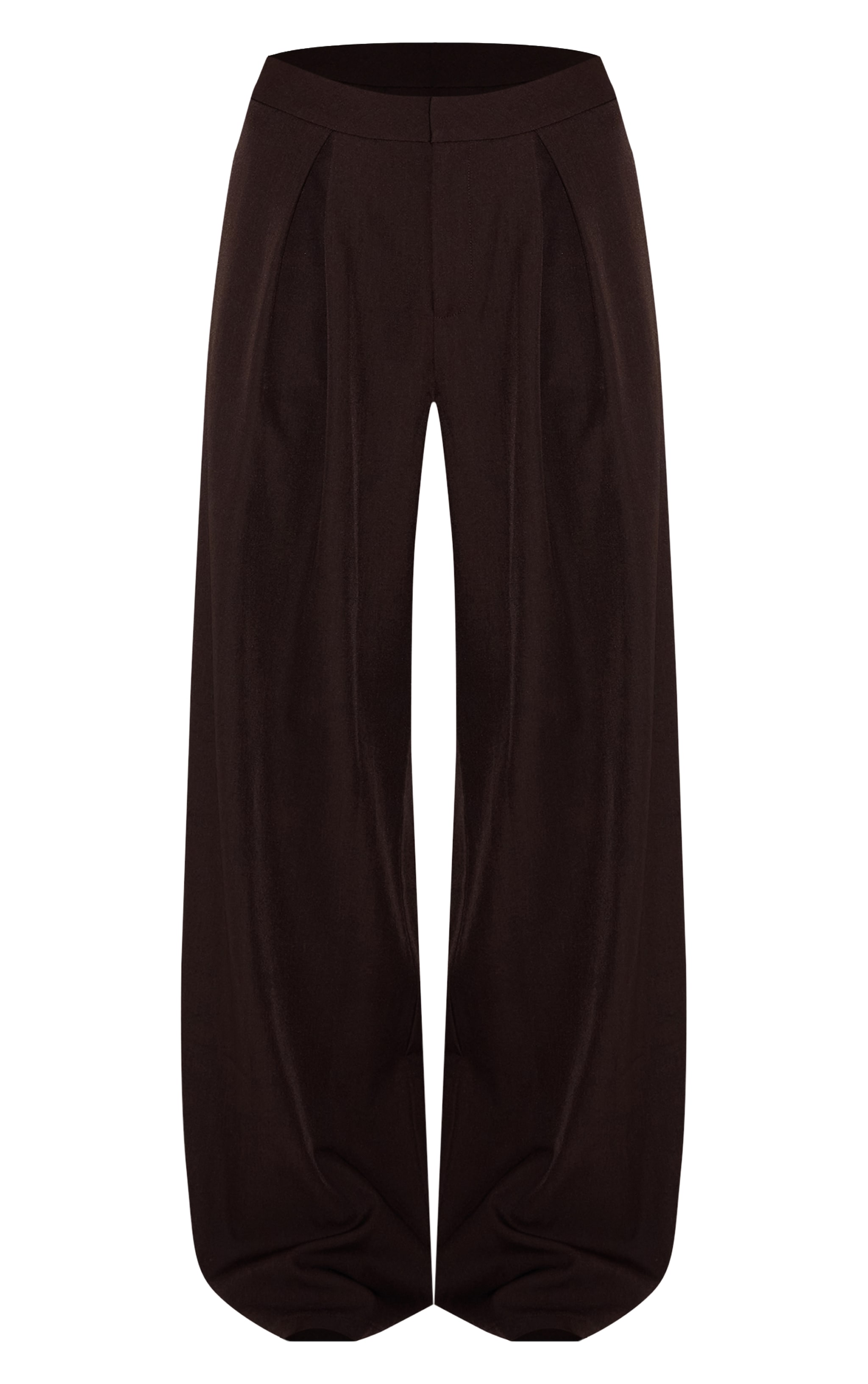 Dark Brown Woven Tailored Wide Leg Pants image 5