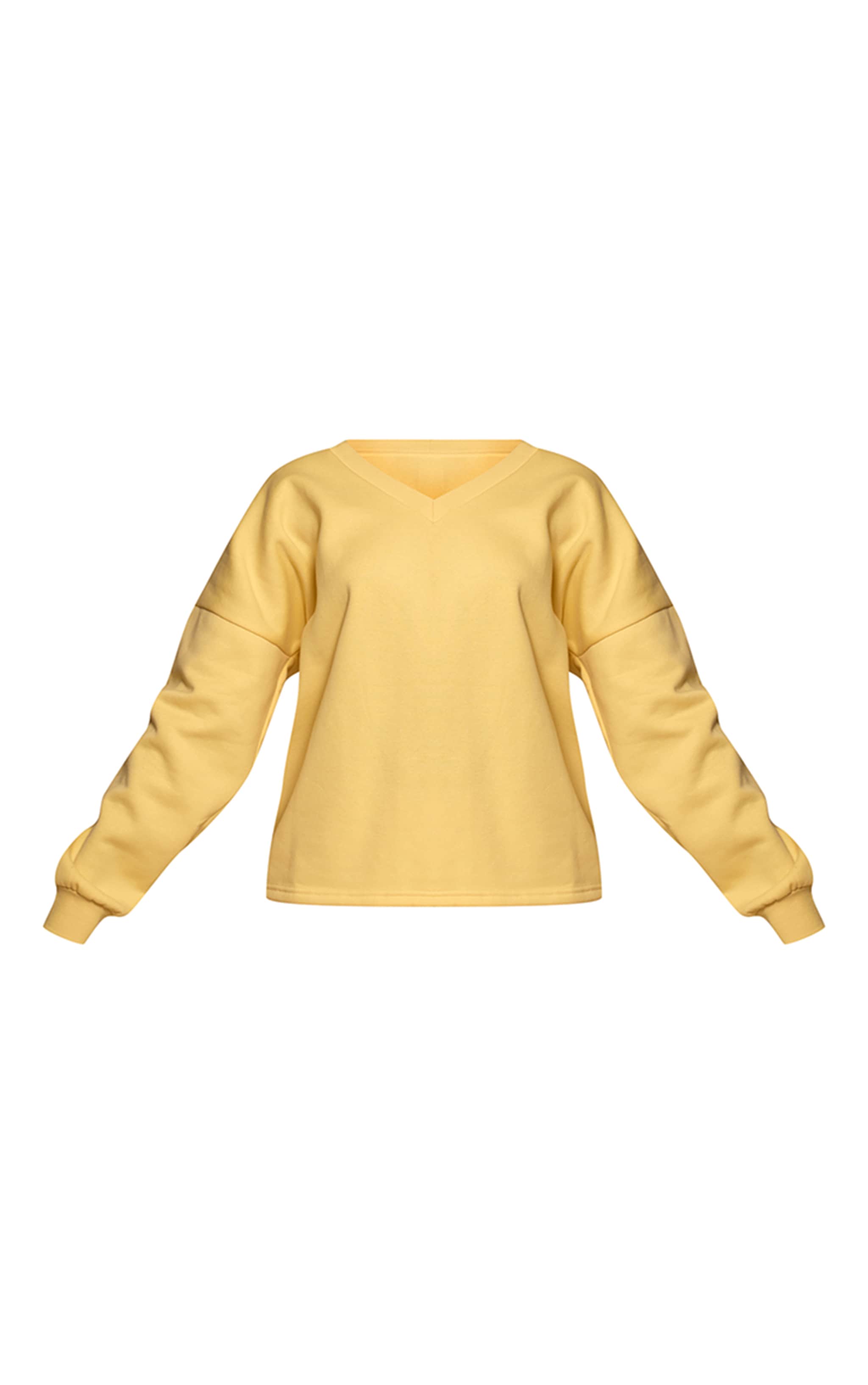 Butter Yellow Oversized V Neck Sweatshirt image 5