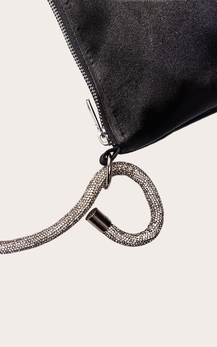 Sac à main satiné noir à anse paillettée image 4