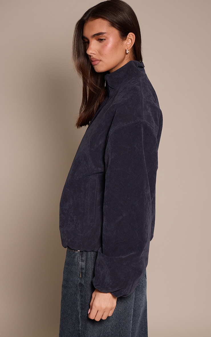 Navy Suede Bomber Jacket image 2