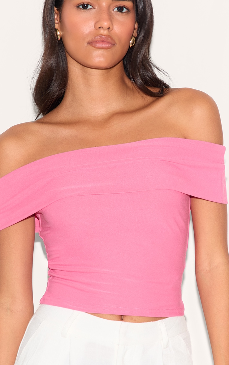 Candy Pink Soft Touch Bardot Long Top image 4