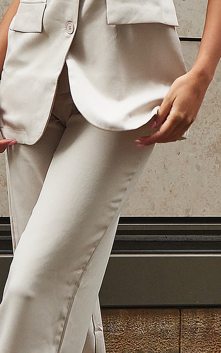  Taupe Woven Tailored Wide Legged Pants image 4