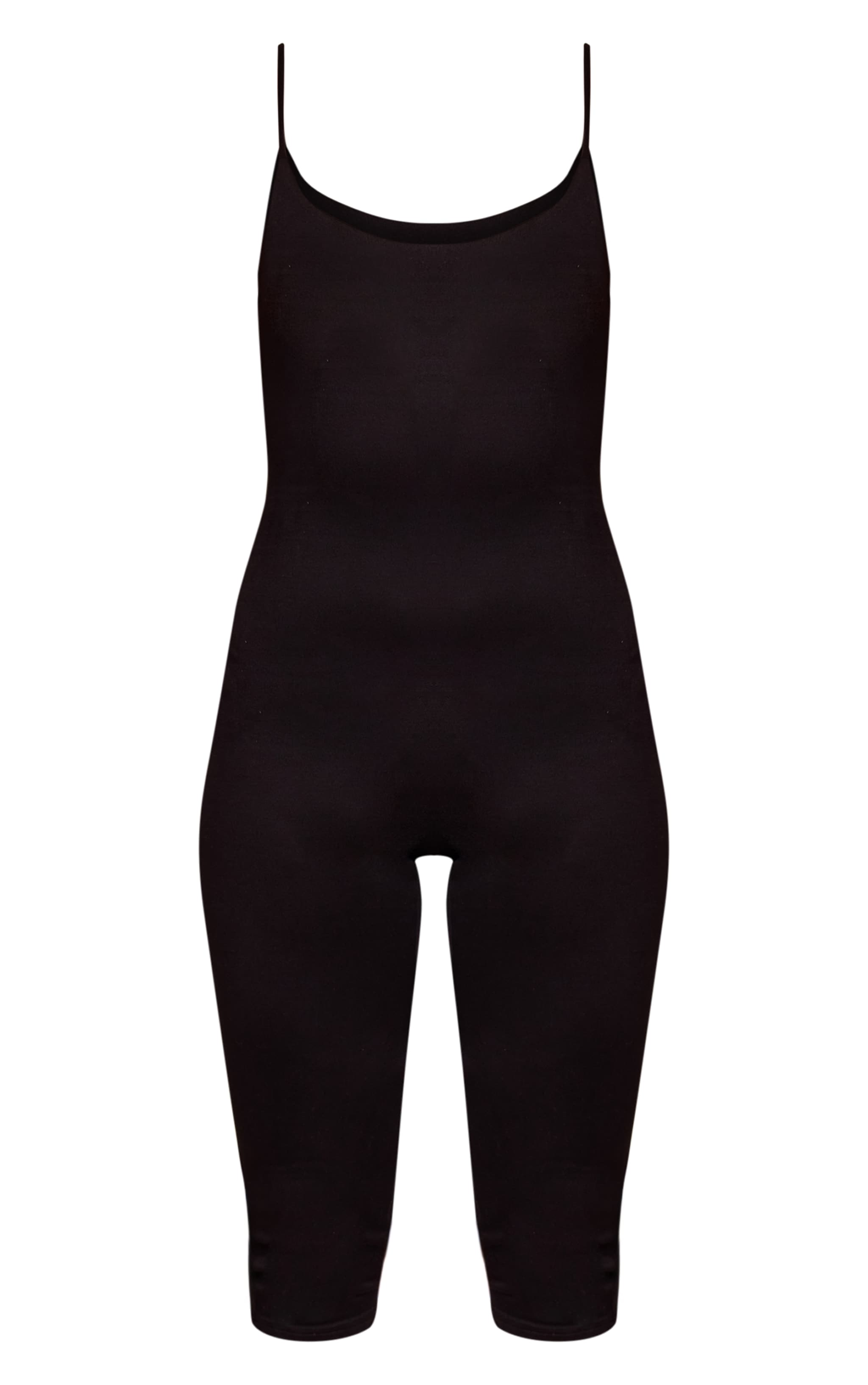 Black Spaghetti Strap Contour Jersey Capri Jumpsuit image 5
