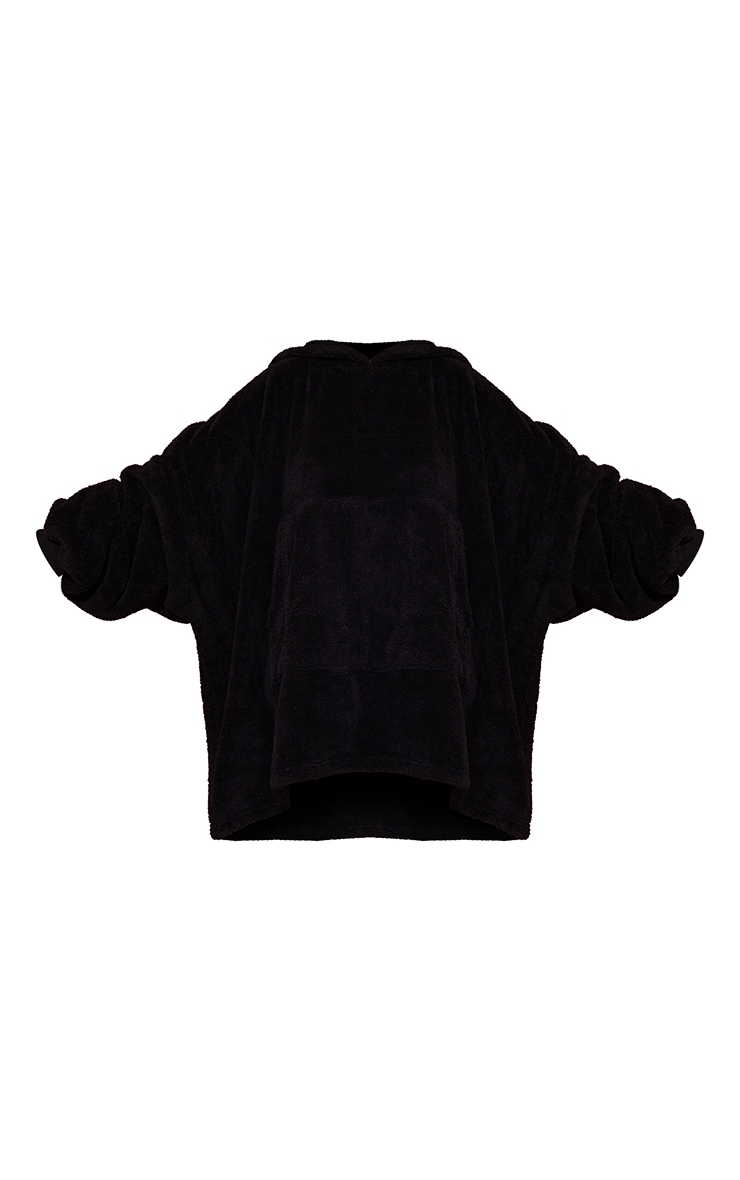 Plus Poncho en imitation mouton noire à capuche image 5