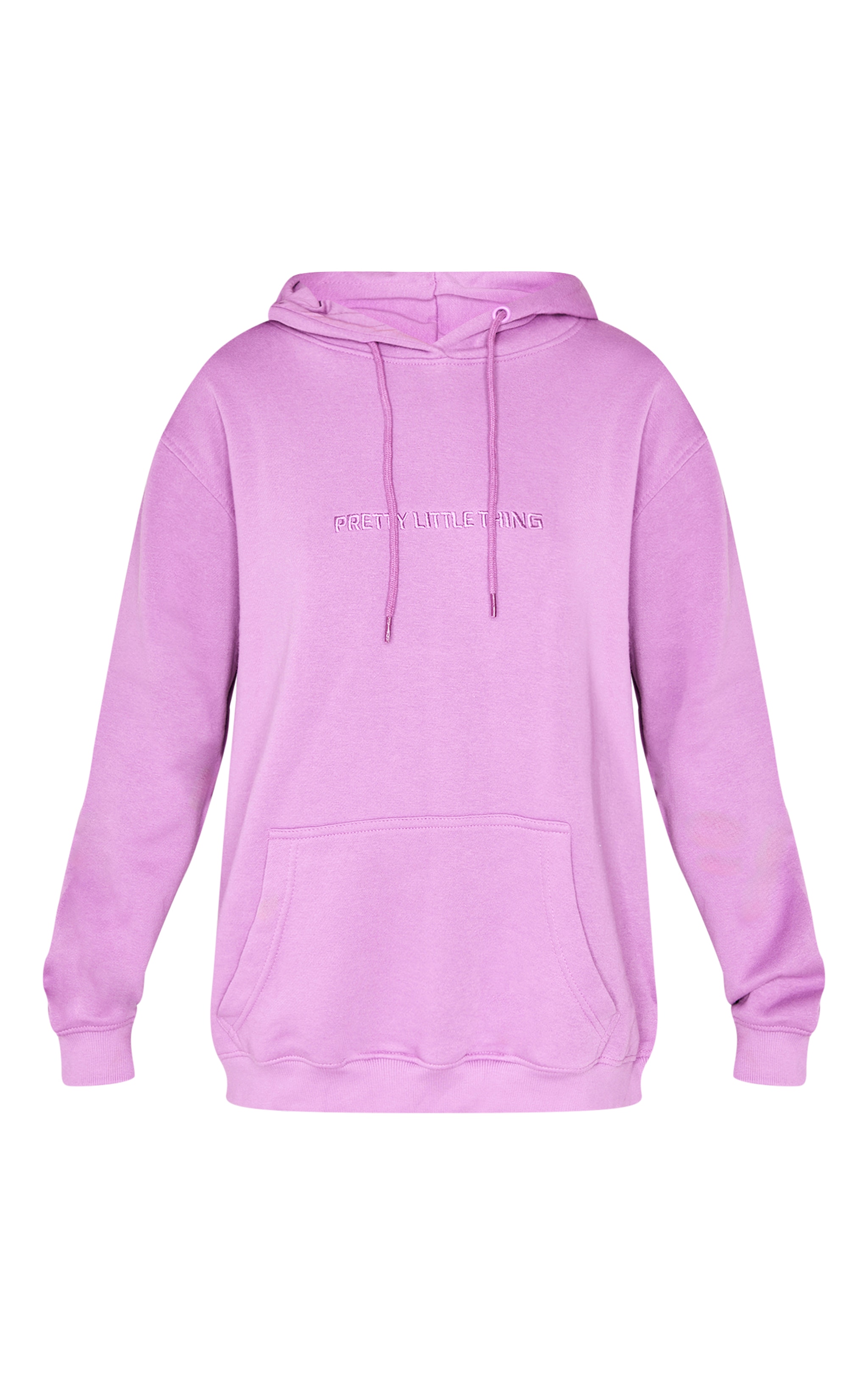 PRETTYLITLETHING Purple Slogan Embroidery Hoodie image 5