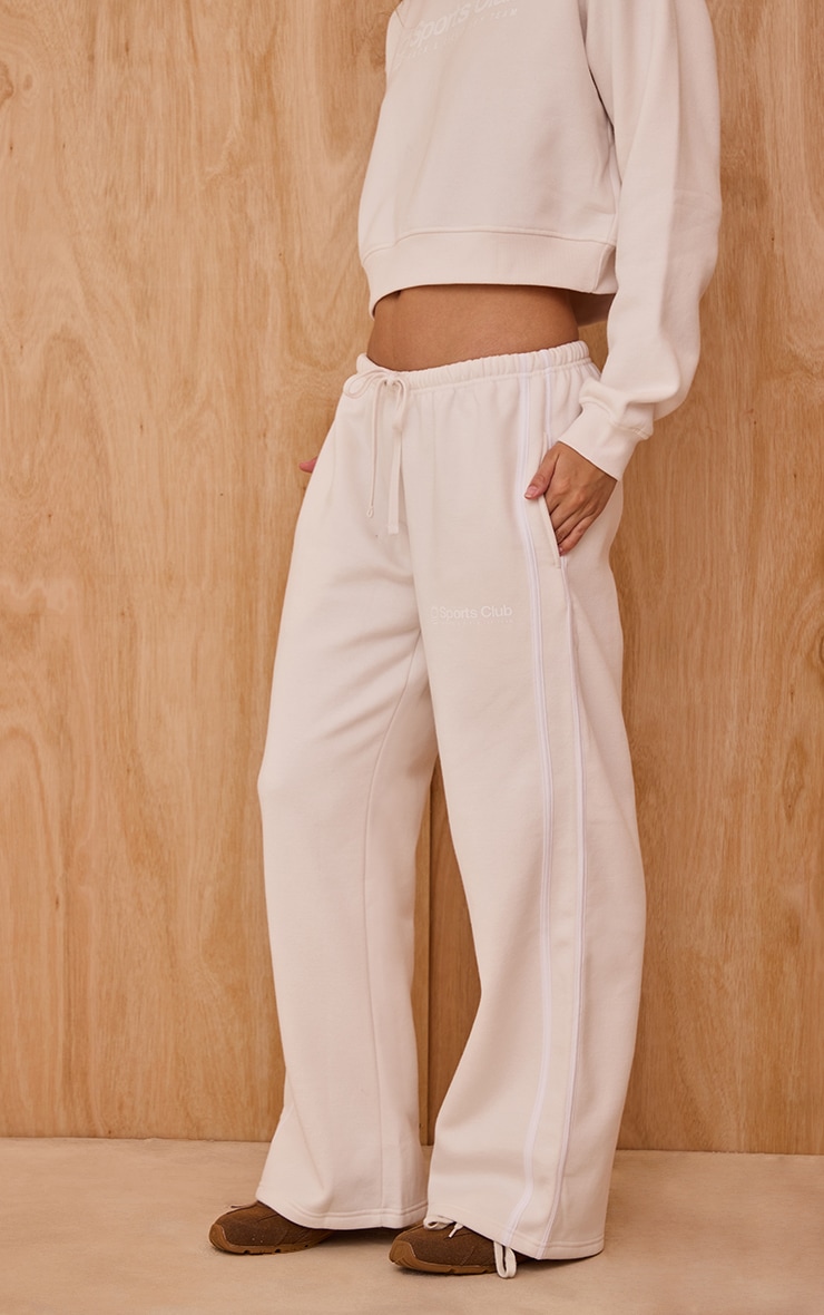 Cream Sports Club Print Wide Leg Sweatpants image 2
