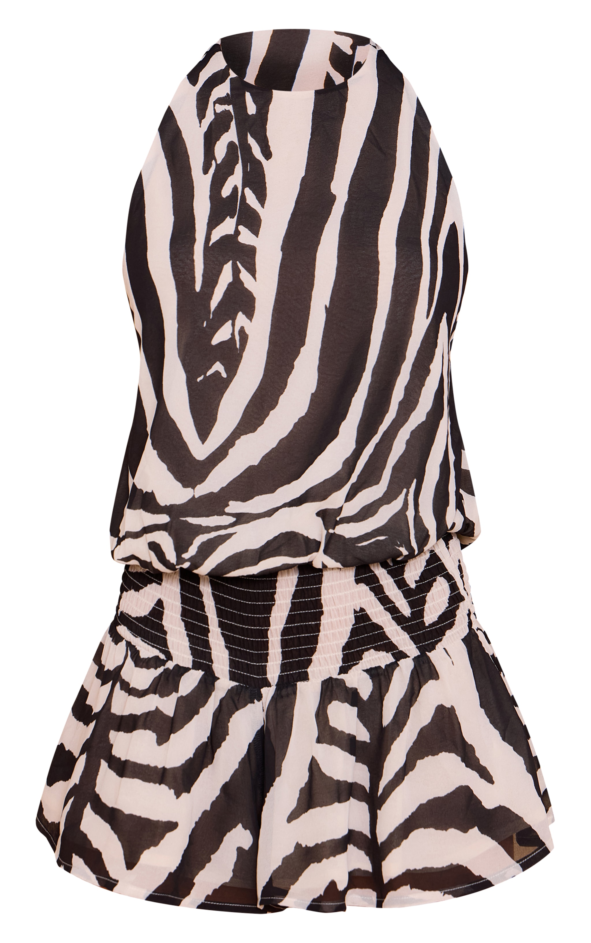 Nude Zebra Print Chiffon Halterneck Romper image 5