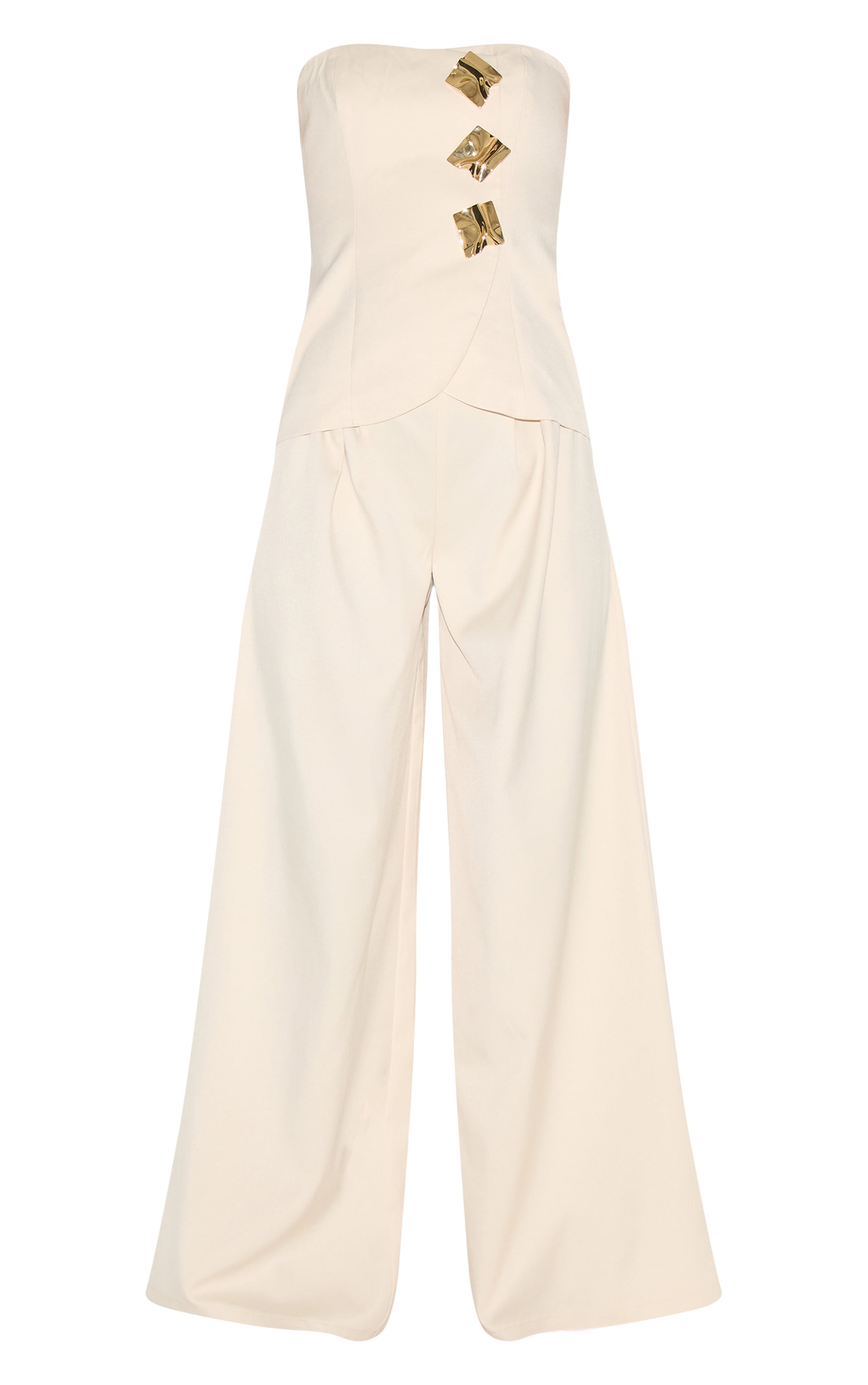 Combinaison bustier droite tissée crème à empiècements image 5