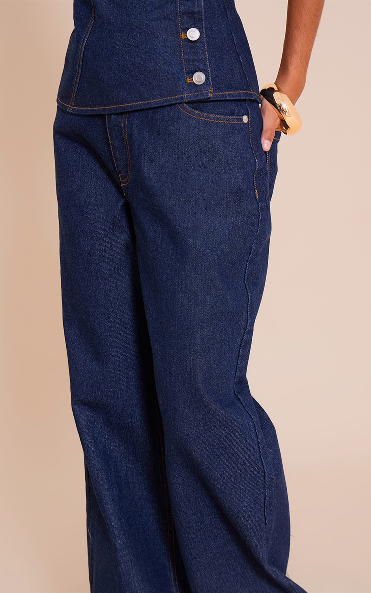 Petite Jean large indigo à taille mi-haute image 4