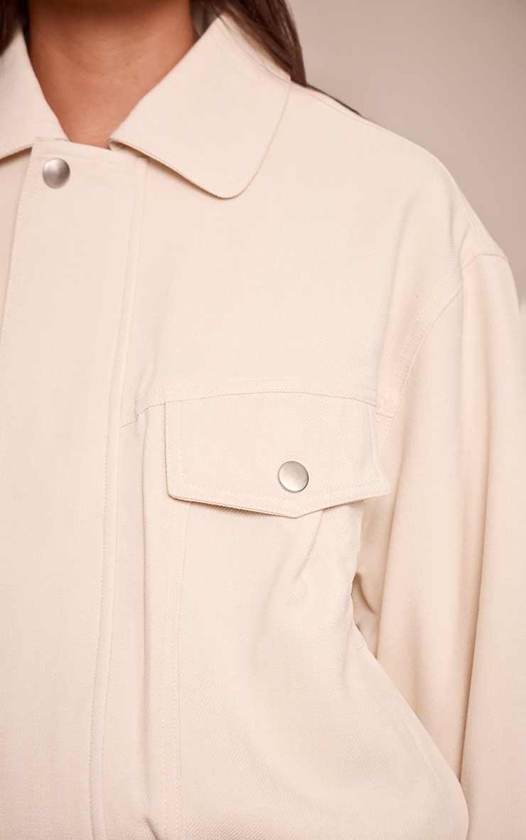 Cream Tailored Woven Oversized Seam Detail Jacket  image 4