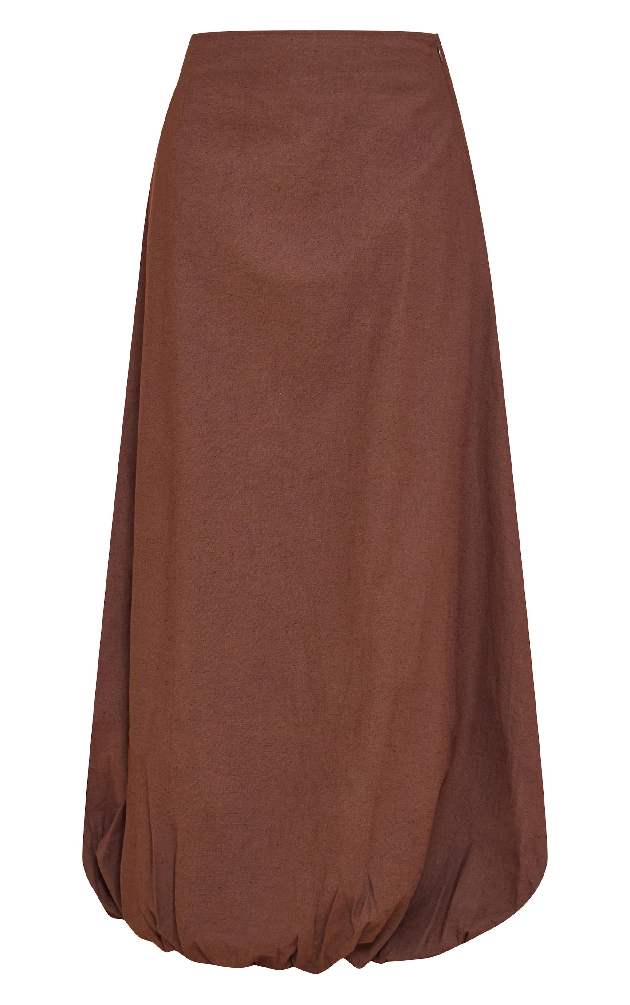 Dark Chocolate Cotton Linen Look Puffball Maxi Skirt image 5