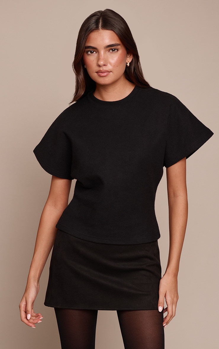 Black Heavy Rib Cinched Waist T Shirt image 1