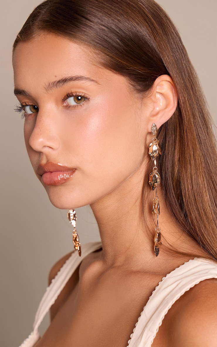 Gold Foil Leaf Draped Earrings