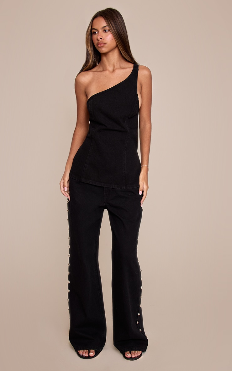 Petite Black Studded Mid Rise Jeans image 2