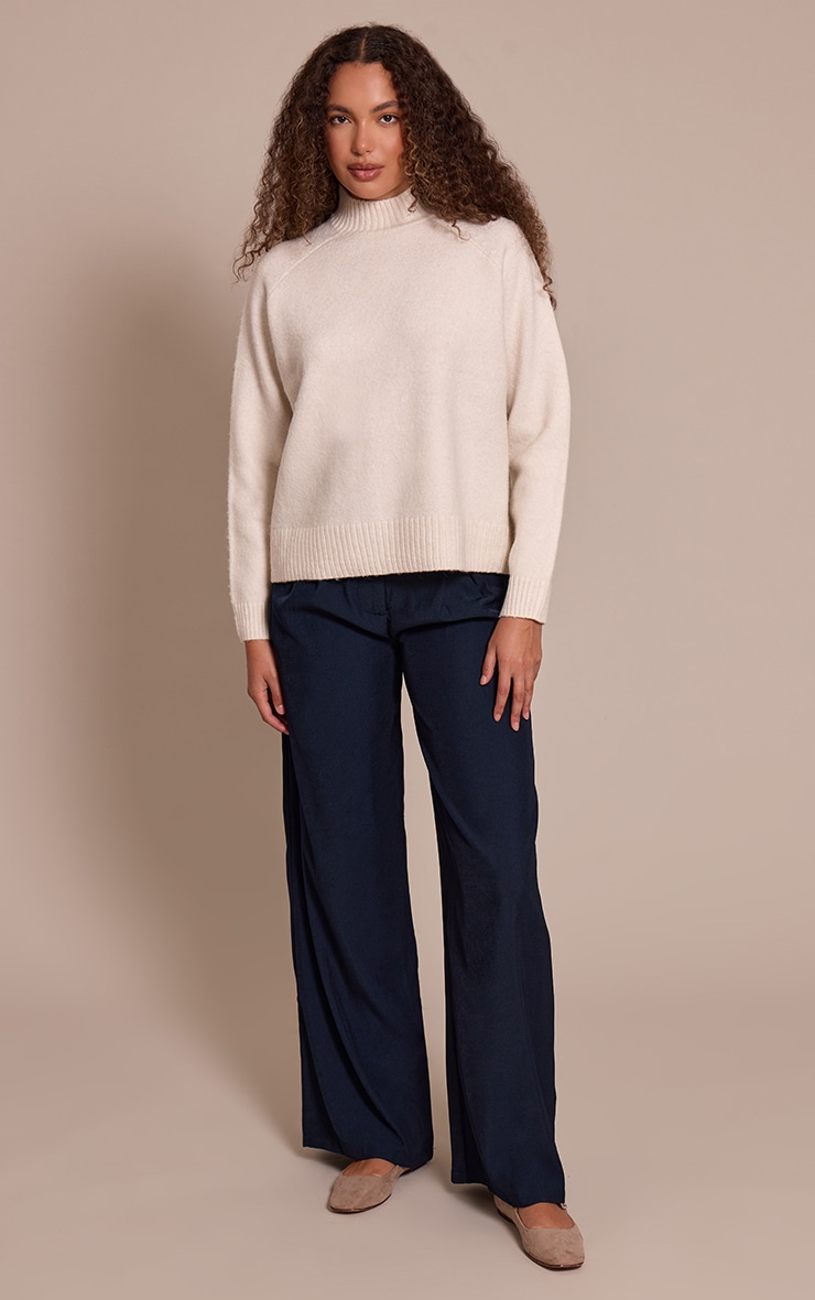 Tall Pantalon large bleu marine à taille haute image 1