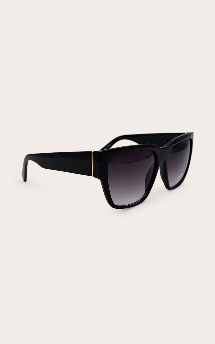 Black Plastic Oversized Square Sunglasses image 2