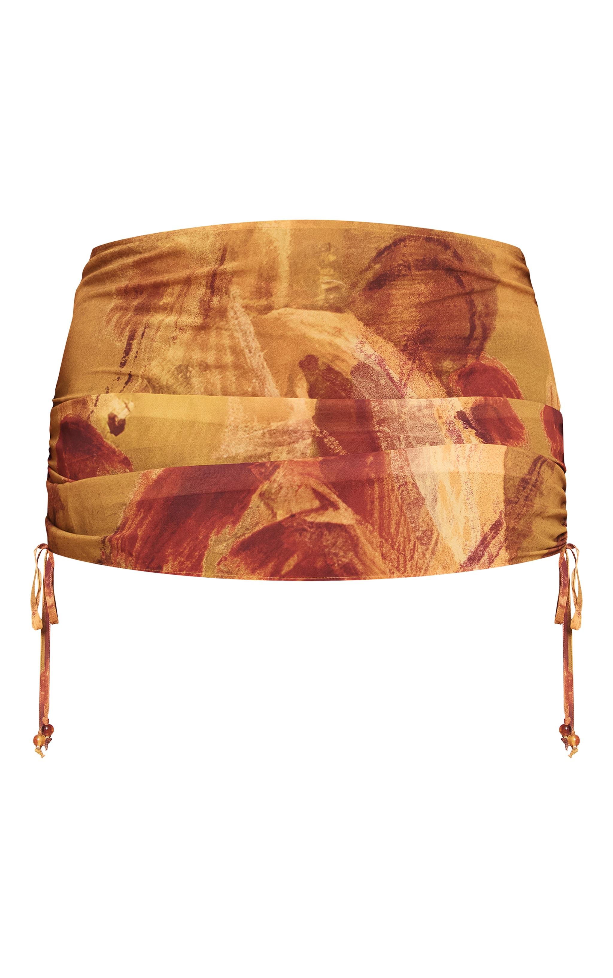 Plus Green Abstract Print Bead Trim Chiffon Beach Skirt image 5