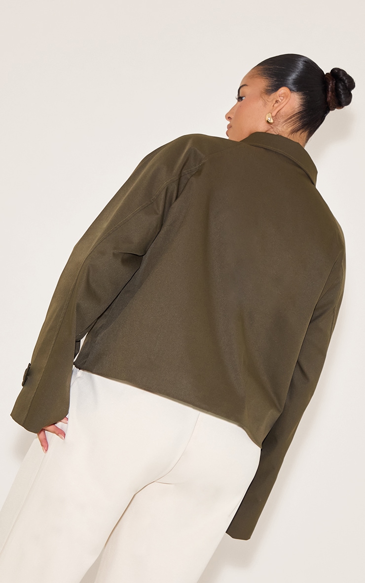 Plus Khaki Long Sleeve Trench Style Jacket image 2