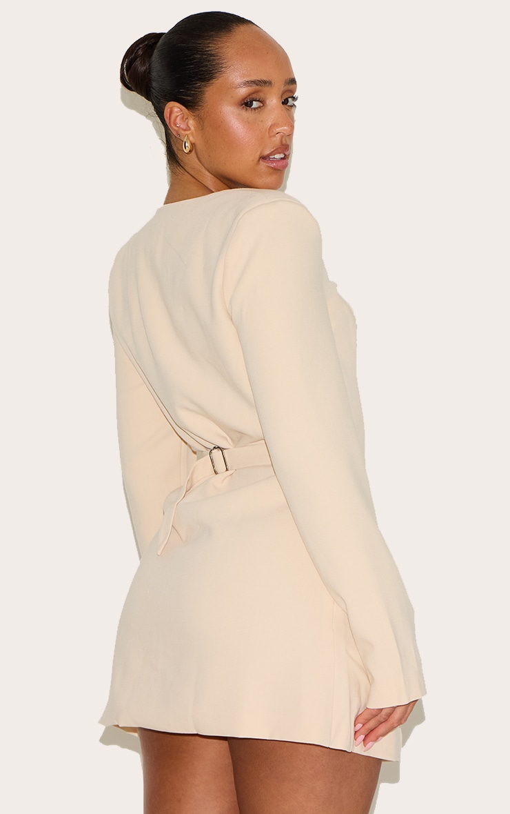 Shape Cream Tailored Square Neck Hammered Button Mini Dress image 2